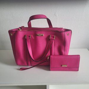 Kate Spade Newbury Lane leather Loden Satchel Crossbody bag + matching wallet